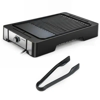 Costway 2300w Indoor Grill & Griddle With Nonstick Die Cast Aluminum Cooking Surface In Black