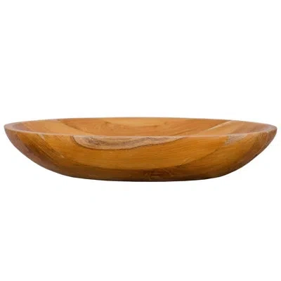 Costway 23.5" X 16" Vessel Sink Teak Wood Washbasin With Drainage Hole & Smooth Finish In Natural