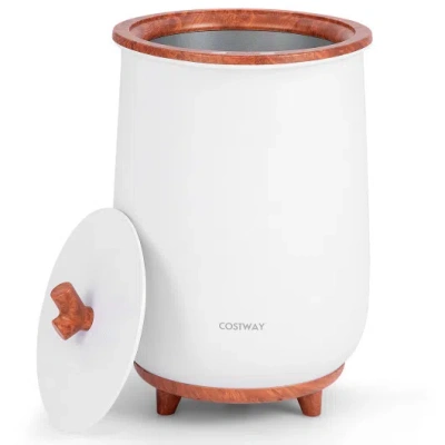 Costway 23l Large Luxury Bucket-style Towel Warmer With Fragrant Disc Holder-coffee In White