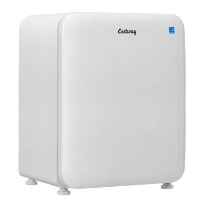 Costway 2.4 Cu.ft. Compact Refrigerator Auto Defrost Mini Fridge Reversible Door In Ivory