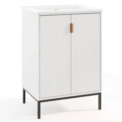 Costway 24 Inch Bathroom Vanity With Sink Combo And Adjustable Shelf-white
