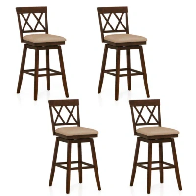 Costway 24 Inch Counter Height Barstools Set Of 4 With Backrest And Upholstered Seat Cushion-29 Inch In Multi