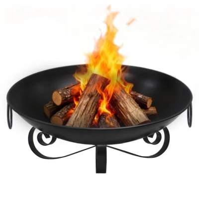 Costway 24 Inch Heavy-duty Metal Fire Pit Bowl Outdoor Wood-burning Firepit With Handles In Animal Print