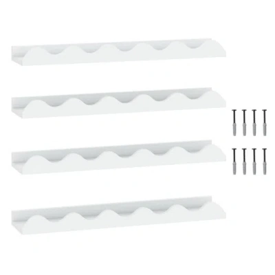 Costway 24 Inch Kids Bookshelf Set Of 4 Wall-mounted Picture Ledge Shelf-white In Multi