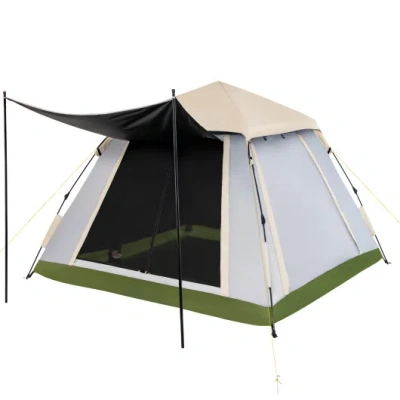 Costway 2-4 Person Instant Pop-up Camping Tent With Removable Rainfly In Green