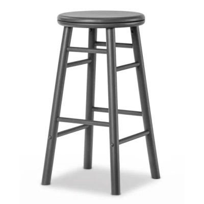 Costway 24" Swivel Bar Stools Set Of 2 With Footrests & Crossbars-gray In Multi