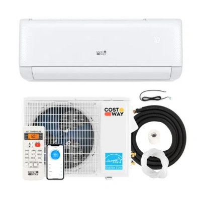 Costway 24000 Btu Smart Wi Fi Mini Split: Self-cleaning Ac/heater, Energy Star 21 Seer2​ In White