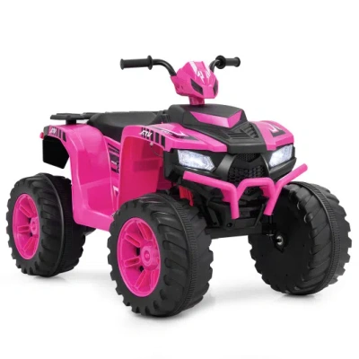 Costway 24v Kids Ride-on Electric Atv With Wireless Connection For Toddlers 3-8 Years Old-pink In Multi
