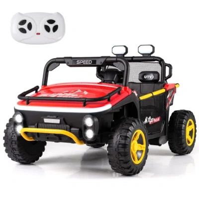 Costway 24v Ride On Toy For Kids 2 Seater Ride On Truck Car With Horn Music Story-red In Multi