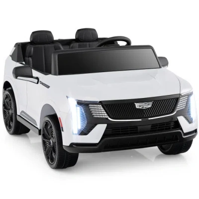 Costway 24v Ride On Truck 2-seater Licensed Cadillac With Remote Control-white In Multi