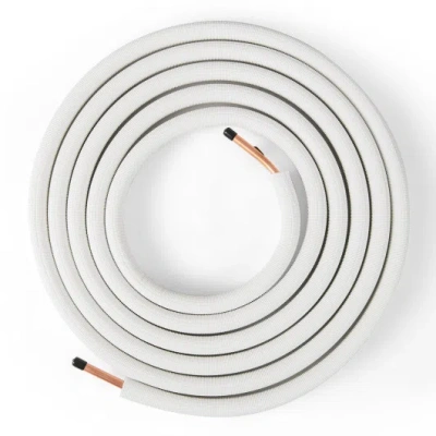 Costway 25 Feet Mini Split Line Set With 1/4 Inch And 1/2 Inch O.d. Copper Pipes Tubing In Gray