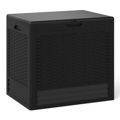 Costway 25 Gallon Outdoor Storage Box With Rattan Patterns-black