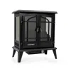 Costway 25 Inch Freestanding Electric Fireplace Heater With Realistic Flame Effect In Black