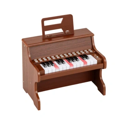Costway 25 Keys Kids Piano Keyboard With Adjustable Speed And Teaching Mode-brown