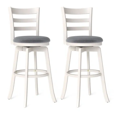 Costway 25"/30.5" Swivel Barstools Set Of 2, 360° Rotating Bar/counter Height Chairs With Upholstered Seat-3 In Gray