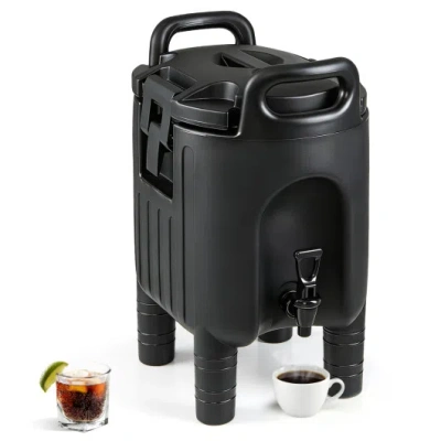 Costway 2.6 Gal Insulated Beverage Dispenser With Handles And Two-stage Faucet-black