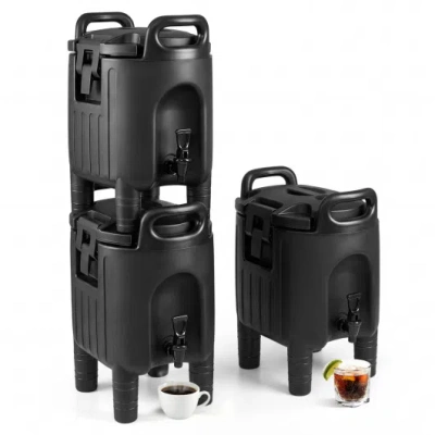 Costway 2.6 Gal Insulated Beverage Dispensers Set Of 3 With Handles-black In Multi