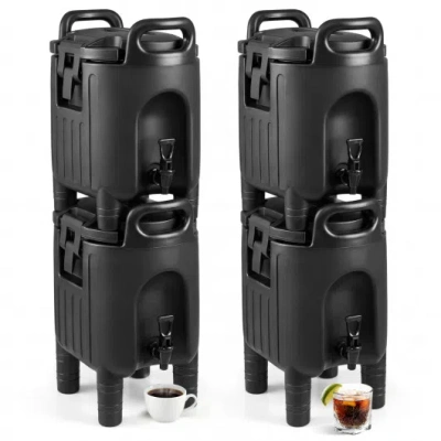 Costway 2.6 Gal Insulated Beverage Dispensers Set Of 4 With Handles-black In Multi