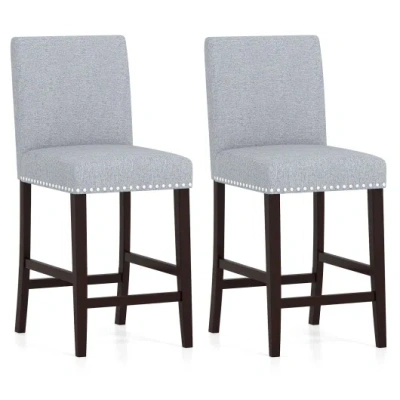 Costway 26 Inch Counter Height Chairs Set Of 2 With Padded Seat And Backrest-gray In Blue