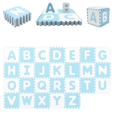 Costway 26 Pieces Interlocking Abc Play Mats With Detachable Letters-blue