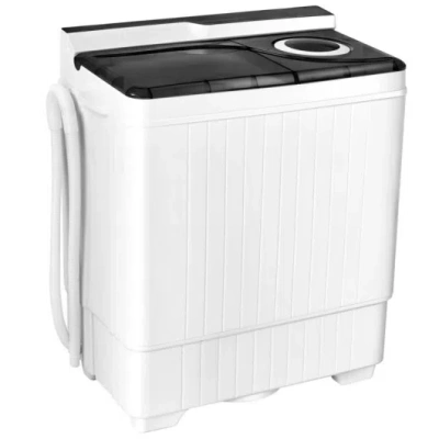 Costway 26 Pound Portable Semi-automatic Washing Machine With Built-in Drain Pump-gray In White