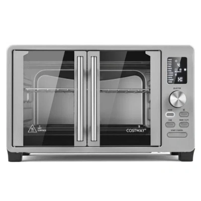 Costway 26.4 Quart French Door Convection Toaster Oven With 11 Presets-silver In Gray