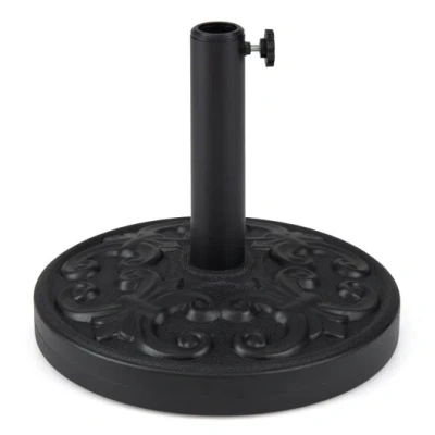 Costway 26.5 Lbs Heavy-duty Round Umbrella Stand With Adjustable Knob In Orange