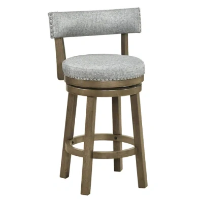 Costway 27/31 Inch Swivel Bar Stool With Upholstered Back Seat And Footrest-27 Inches In Gray