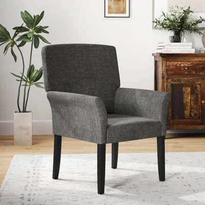 Costway 27.5" W Linen Seat Reception Chair With Wood Frame In Gray