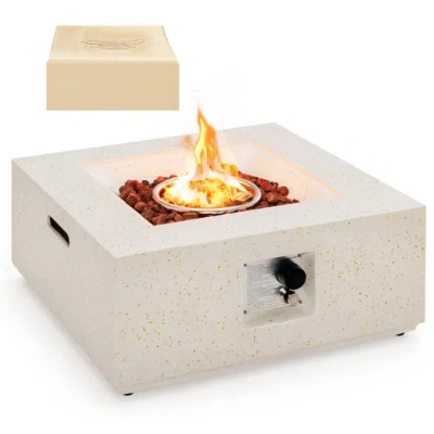Costway 28 Inch 40000 Btu Square Propane Gas Fire Pit With Pvc Cover-white