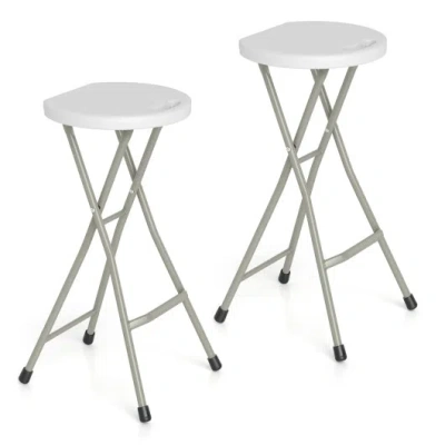 Costway 28 Inch Portable Folding Stools Patio Dining Chairs With 330lbs Limited Sturdy Frame-set Of 2 In Multi