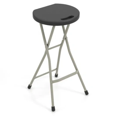 Costway 28 Inch Portable Folding Stools With 330lbs Limited Sturdy Frame In Gray