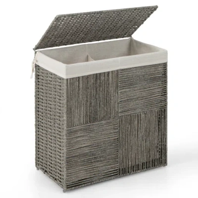 Costway 29 Gallons Laundry Hamper With Convenient Handles And Removable Liner Bag-gray