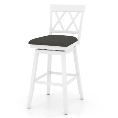 Costway 29 Inch Counter Height Barstools With Backrest And Upholstered Seat Cushion For Kitchen Dining Room- In White
