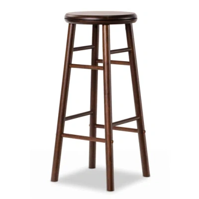 Costway 29" Swivel Bar Stools Set Of 2 With Footrests & Crossbars-walnut In Multi
