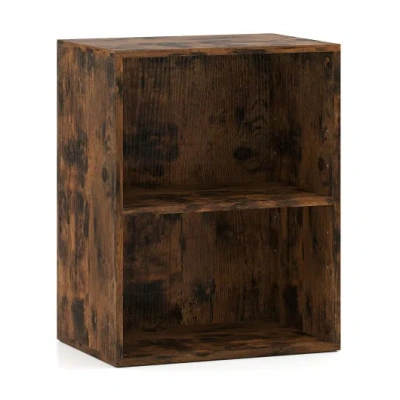 Costway 2-cube Bookcase Floor Standing Open Bookshelf With 5-position Adjustable Shelf-brown