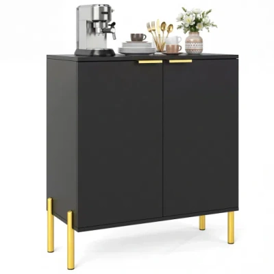 Costway 2-door Buffet Cabinet Sideboard With Shelf And Metal Legs-black
