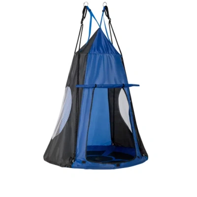 Costway 2-in-1 40 Inch Kids Hanging Chair Detachable Swing Tent Set-blue In Multi