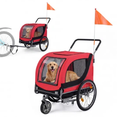 Costway 2-in-1 Dog Bike Trailer With Universal Bicycle Coupler-red