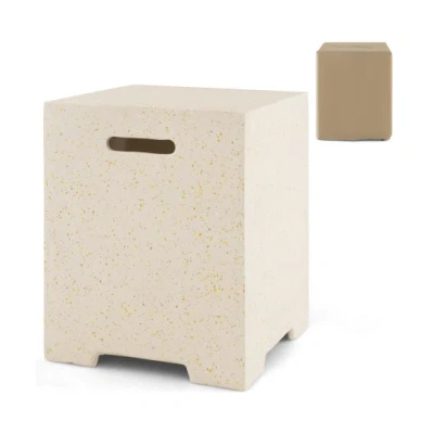 Costway 2-in-1 Gas Tank Holder Side Table With Protective Cover In Pink