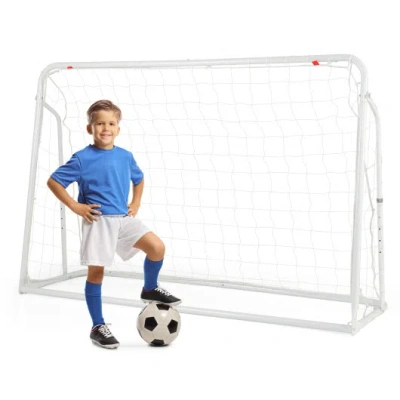 Costway 2-in-1 Kids Soccer Rebounder And Soccer Goal With Adjustable Height-white In Animal Print