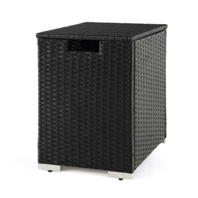 Costway 2-in-1 Patio Rattan Gas Propane Tank Cover For 20 Lbs Propane Tanks-black In Multi