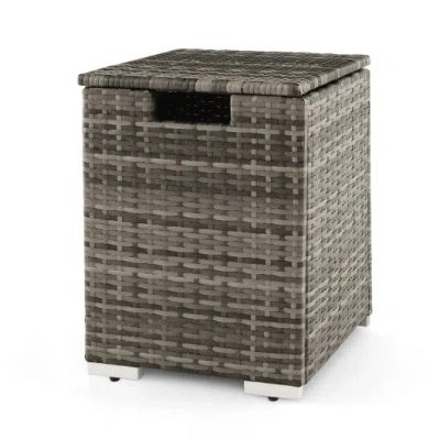 Costway 2-in-1 Patio Rattan Gas Propane Tank Cover For 20 Lbs Propane Tanks-gray