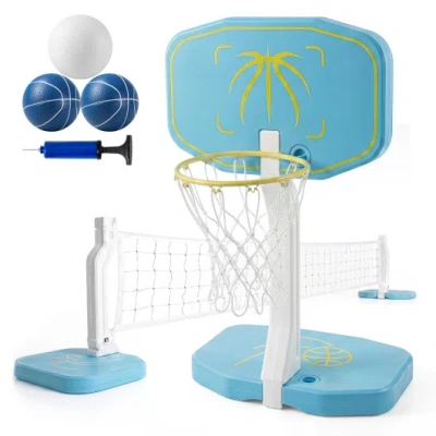 Costway 2-in-1 Pool Basketball Hoop And Pool Volleyball Net In White
