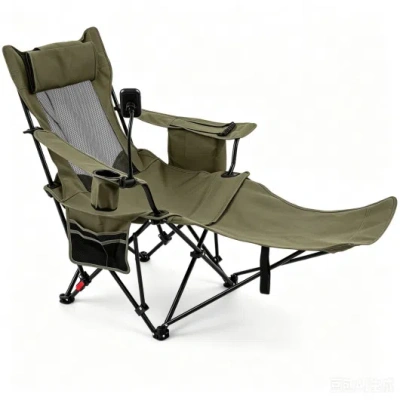 Costway 2-in-1 Reclining Camping Chair With 3-level Adjustable Backrest-gray