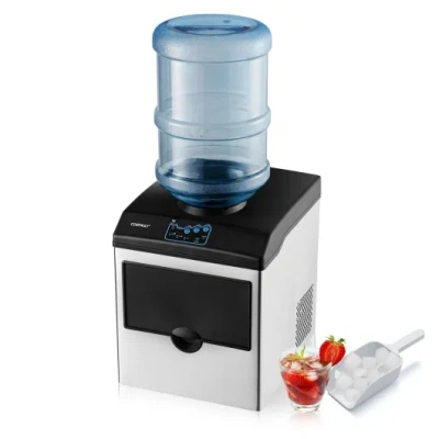 Costway 2-in-1 Stainless Steel Countertop Ice Maker With Water Dispenser In Gray