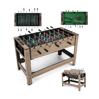 Costway 2-in-1 Swivel Game Table For Teens Adults-brown