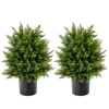 Costway 2-pack Artificial Cedar Topiary Ball Tree With Cement Pot In Multi