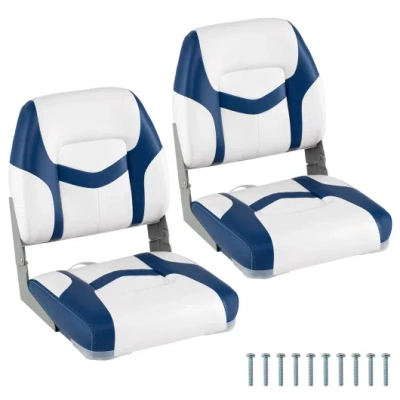 Costway 2-pack Boat Seats With Fixing Bolts And Hinges-blue