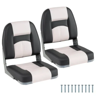 Costway 2-pack Boat Seats With Thick Sponge Padding And Fixing Bolts-gray In Multi
